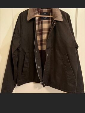 Abercrombie & Fitch Dark Brown Barn Jacket with Tan Corduroy Collar